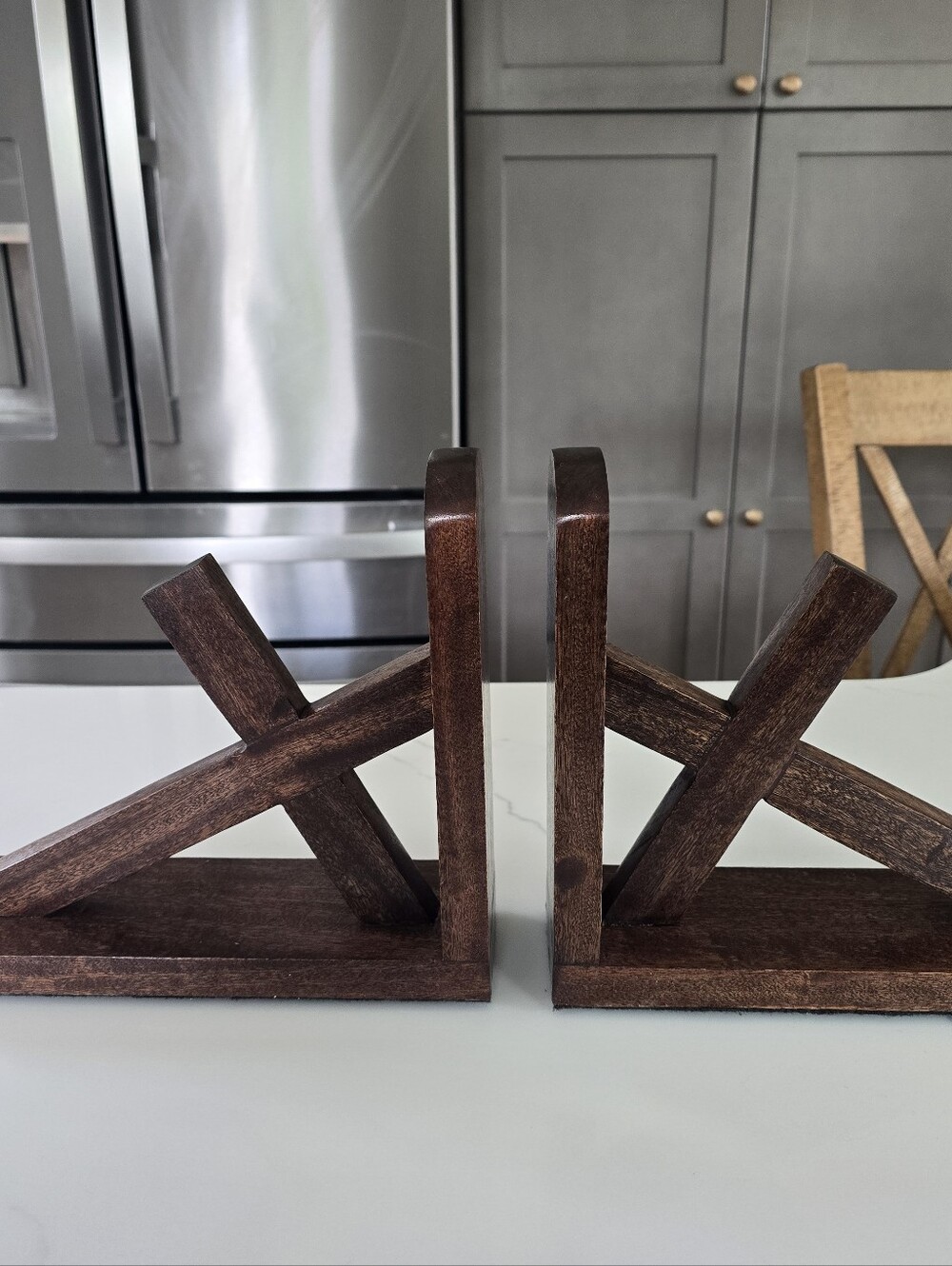 Leaning Cross Bookends Wooden | Christian Book Ends | Farmhouse Religious Decor